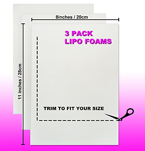3 Pack Lipo Foam Post-surgical Ab Board Flattening Abdominal Compression Board for using with Post Liposuction Surgery Compression Garments Foam pads for Recovery 8\"X11\"