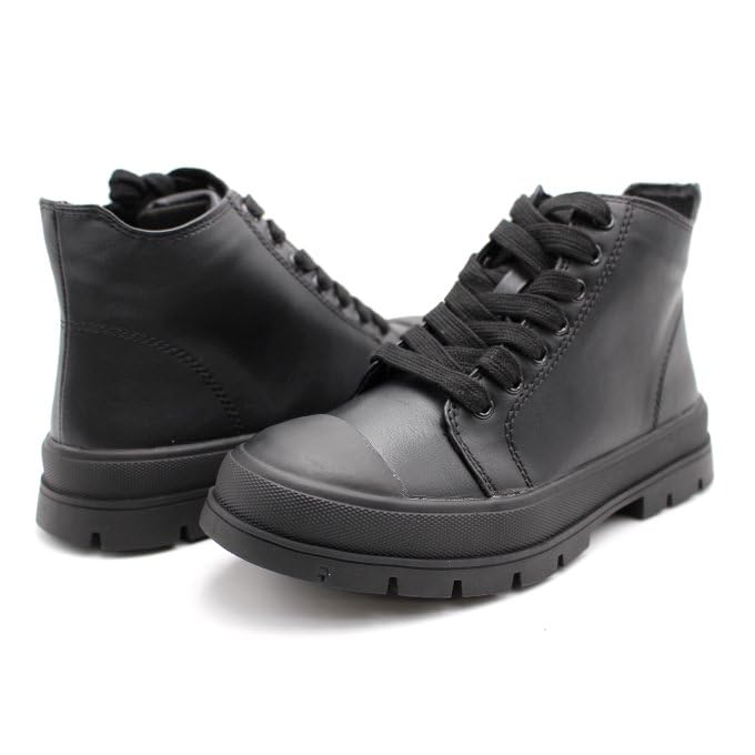 Laforst Womens Skylar PU Upper Over The Ankle Lace Up Bootie Black 8