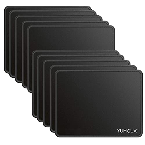 YUMQUA 10 Pack Mouse Pads 10.2Ã—8.2Ã—0.12inches, Premium-Textured Small Gaming Mousepads Computer Mouse Pads with Stitched Edge & Non-Slip Rubber Basefor Office & Home, Black