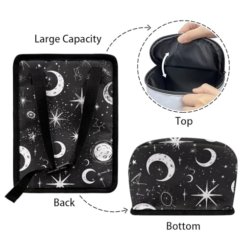 Image of Moon and Star Car Trash Can with Lid - Leak Proof Car Trash Bag Hanging Waterproof Garbage Can - Multipurpose Storage Container for Back Seat Road Trip, Black