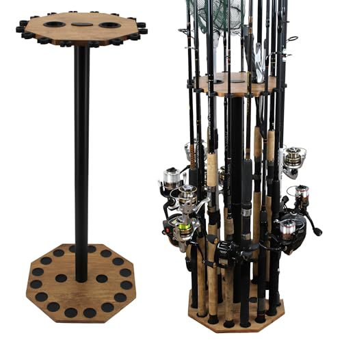 Image of Rush Creek Creations 16-Rod Round Fishing Rod Holder for Garage, Tackle Box