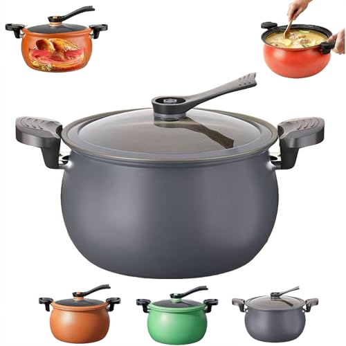 Pentola a pressione antiaderente multifunzionale di grande capacità, pentola a pressione grande da 8 litri, coperchio in vetro trasparente, manico antiscottatura per fornelli a induzione, stufe a gas