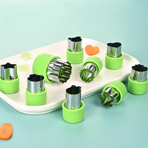9 Pcs Vegetable Cutter Shapes Set, Stainless Steel Cookie Stamps Mold for Baking, Multi Shape Size Animal Cookie Cutters, Green - image 6