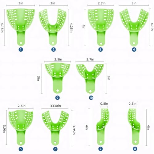 Image of Cotisen Autoclavable Impression Trays (Set of 10) | Durable, Reusable, Dental Trays for Accurate Impressions | Ideal for Professional Dental Use.