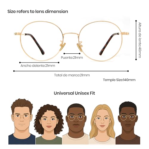 Image of Cyxus Blue Light Blocking Glasses Round Metal Frame Computer Glasses | Blue light blocking glasses featuring round metal frame, comfortable fit and versatile use for work, study and entertainment