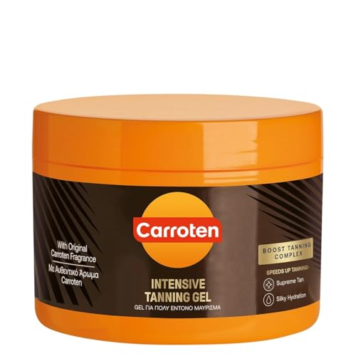 Carroten Intensive Tanning Gel (150ml) – Tan Enhancer with Coconut Oil & Vitamins A & E – Sunbed-Friendly Tanning Booster – SPF Free Sunscreen