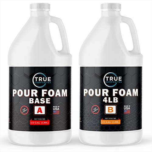 TRUE COMPOSITES Liquid Urethane Pour Foam Base-2 Part Closed Cell Rigid Pour Foam-4 lb Density-Fast-Acting Formula-Boat Buoyancy, Flotation, Filling, Soundproofing & Insulation-12 Gallon Kit