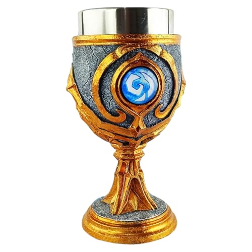 3Dステンレス鋼裏地樹脂ビンテージ - ワインゴブレット、チャリスカップ - ファンタジードリンクウェア、ゴシックワイン容器、ドラゴンワイングラス、中世のヴィンテージゴブレット、ジェムストーンゴブレット|スローンドリンクウェアのゲーム、re