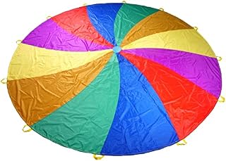 NARMAY® Play Parachute for Kids Rotating Rainbow with 12 Handles - 12 Feet