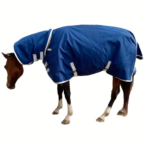 Image of 1200D Oxford Warm-Keep Horses Turnout Blanket with Detachable Neck Cover,Heavy Weight Winter Turnout ,Horse Care Blanket Horse Rain Sheet (145CM)