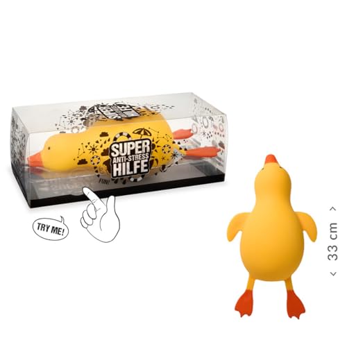 TRENDHAUS 967947 - XXL Anti-Stress Squeeze Super Ente, ca. 13 x 33 x 10 cm, Squishy in Enten-Form, Stressball für Kinder und Erwachsene