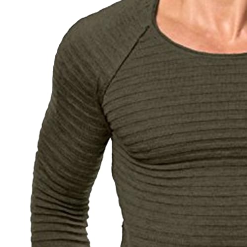 Men's Thermal Ribbed Slim Fit Long Sleeve Solid Knitted Soft Casual Sweater Classic Crew Neck Stretchy Pullover2