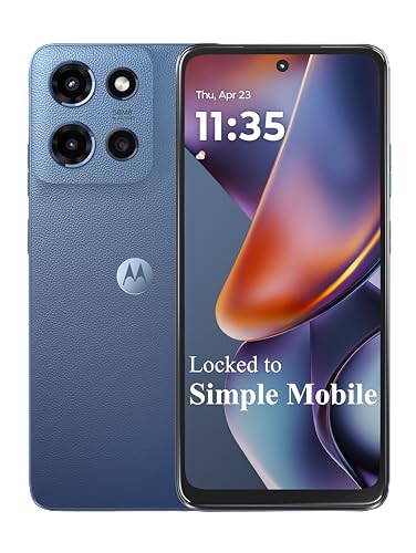 Simple Mobile Motorola Moto G 2025, 64GB, Saphire Blue - 6.6" 120Hz Display, 5G Prepaid Smartphone, 50MP Quad Pixel Camera, Long-Lasting Battery (Locked to Simple Mobile)