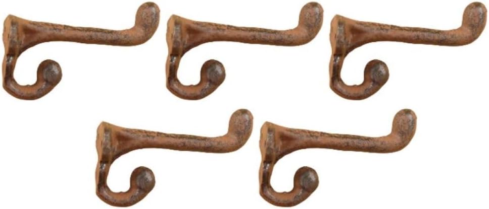 Midwest Craft House 5 Rustic Coat Hooks CAST Iron Acorn 3 1/4" Long HAT Wall School Towel