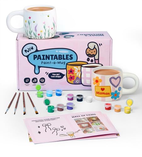 Pott'd Ensemble de Tasses à Peindre pour Adultes, Kit de Peinture sur Tasses pour Débutants. Le Kit de Peinture sur Céramique Comprend des Tasses, des...