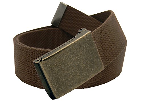 Build A Belt Men's Antique Gold Flip Top Buckle with Adjustable Canvas Web Belt