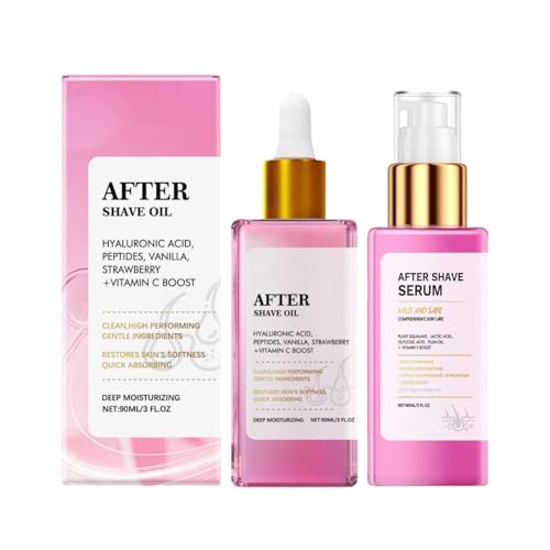 Strawberry Vanilla After Shave Oil Smooth Skin, Aceite Para Después Del Afeitado Con Fresa Y Vainilla, Aceite Tratamientos Post Afeitado con Ácido Hialurónico, para Prevenir Pelos Encarnados (2PCS, C)