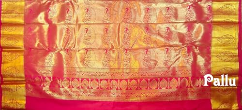 Image of VFCollections Women's Kanchipuram Silk Pure Pattu Sarees With Blouse