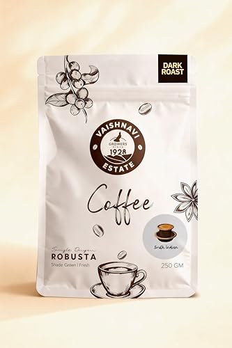 Image of Vaishnavi Estate's Dark Roast Robusta Coffee | Single Origin | Shade Grown | Freshly Roasted & Ground | Filter - 500g, Pack Of 1