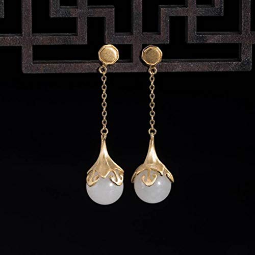 Boucles d'oreilles s925 en argent fin et boule de néphrite - 3