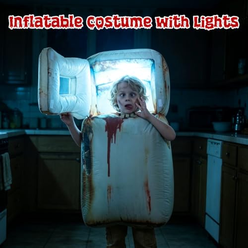 Skirfy Kids Funny Halloween Inflatable Refrigerator Costume with LED Lights - image 7