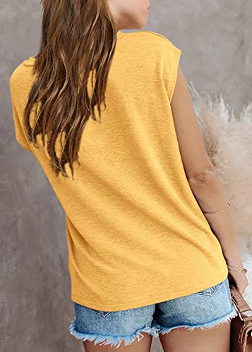 Image of Imily Bela Girls Cap Sleeve Summer Tops Casual Crewneck Loose Tshirts with Pocket