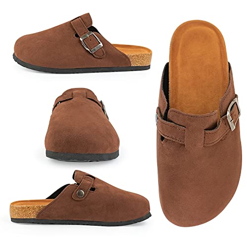 Jbb Boston Clogs For Women Dupes Mules Soft Leather Non-Slip Adjustable Unisex Indoor And Outdoor Wearable Brown #TOP1