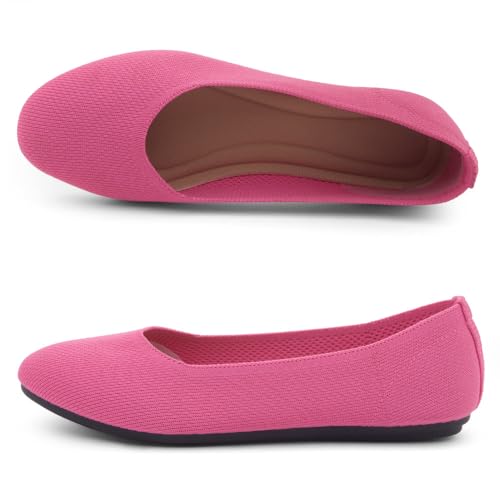 Shoe Land Flats for Women – Knit Ballet Flats, Foldable Slip-On Lightweight Dress Shoes with Memory Foam, Comfortable Round Toe for Work, Travel & Daily Wear3