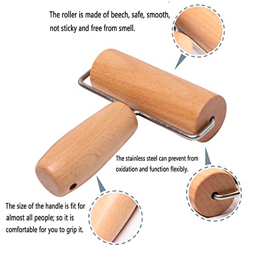 Whaline Wood Pastry Pizza Roller 2 Pieces Non Stick Wooden Rolling Pin For Home, Kitchen Baking Cooking Easy To Handle (T-Maple And H-Maple) #TOP2