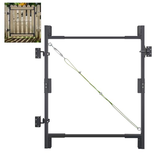 Steel Frame DIY Building Gate Kit Adjustable 36-60 Wide for 7ft High Fences Fence Gate Kit Fits 1x4 & 2x4 Wood Powder Coated