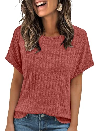 Image of AUTOMET Womens Short Sleeve Tops Fall Shirts 2026 Lightweight Sweater | Dressy Casual Blouse, Fashion Summer Clothing, Cute Spring Outfits, Business Work Tunic, Trend Boho