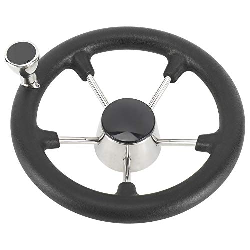 Image of NovelBee 11-1 /2 Inch Stainless Boat Steering Wheel with Knob,Black PU Foam