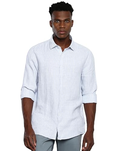 Chemise à Rayures Calvin Klein Slim Fit Linen Bleue K10K109332