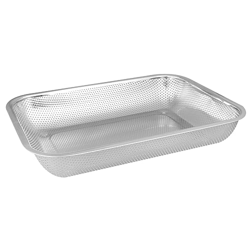 Mikinona Stainless Steel Drain Basket Sieve for Multi-purpose Use Fruit and Vegetable Washing Storage Basket for Home Kitchen and Practical Design Silver