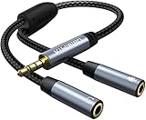 KiwiBird Kopfhörer Mikrofon Splitter Adapter, 3,5mm 4-Polig Klinkenstecker auf Zwei 3,5mm Buchse TRS Audio Klinkenkabel Kompatibel mit PS5 PS4 Xbox One PC Laptop MacBook Gaming Headset Externes Mic