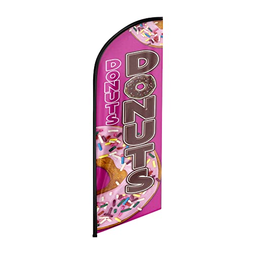 Fsflag Donuts Advertising Swooper Flag Banner, 8Ft Donuts Feather Flag, Advertising Feather Banner Sign For Donuts Business Pink #TOP14