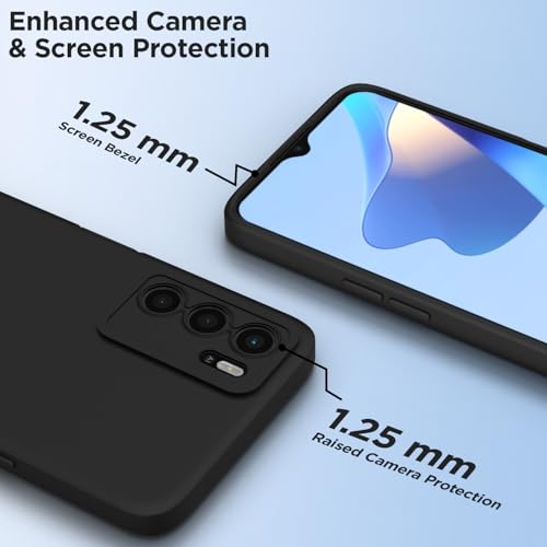Image of Outlouders Back Cover for Oppo A16 | Camera Protection | Durable Soft Matte Silicone Bumper Case (Black)