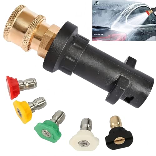 Pressure Washer Adapter Kit 1/4'' Quick Connect Female Fitting,Pressure Washer Adapter with 5 Spray Nozzles,P-ressure W-asher Accessories,Compatible with Karcher K2 K3 K4 K5 K6 K7