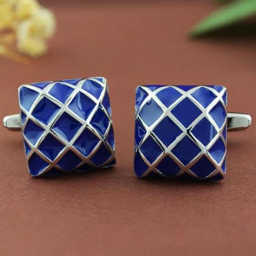 Image of Peluche Blue Enamel Cufflinks for Men