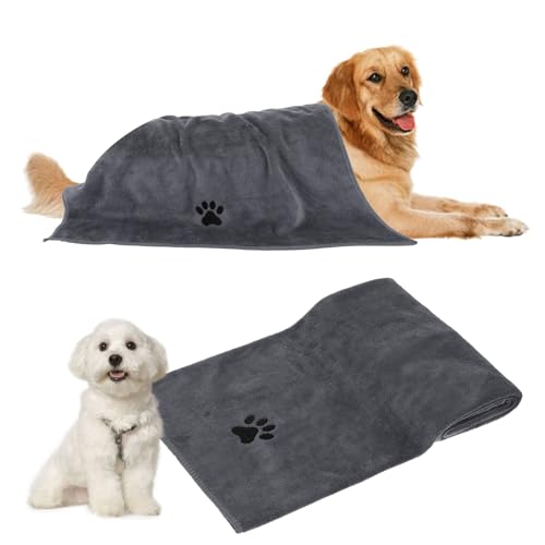 Wanmu Microfiber Dog Towels, Super Absorbent Pet Grooming Towel Bathing Supplies Dryer, 39.4