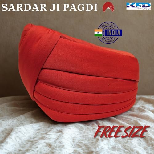 Image of Kaku Fancy Dresses Sardar Ji Turban for Kids Traditional Sikh Headwear for Fancy Dress, Cultural Events & Role Play Costume - Red