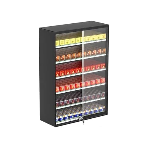 Vitrine à cigarettes murale en métal noir avec serrure haut de gamme pour comptoir