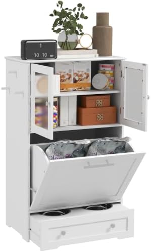 PawHut Dog Feeding Station, 2 Storage Cabinets, Elevated Dog Bowl...