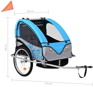 Bike Trailer 2-in-1 Children's Bicycle Trailer with 3 Wheels, Jogger Buggy, Five-Point Safety Belt System with Handbrake，with Wheel Reflector ，Load 40kg