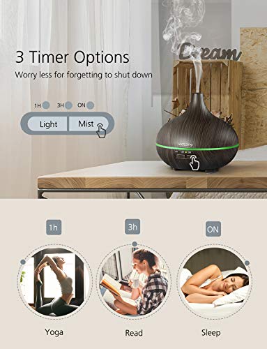 VicTsing Essential Oil Diffuser, 150ml Mini Wood Grain Aroma Diffuser, Aromatherapy Diffuser with Auto Shut-Off Function and 7 Color Lights BPA-free for Office Home Study Yoga Spa Baby (Dark Brown) - Thumbnail 5