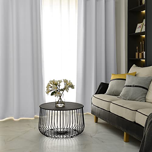 Image of IVAZA Living Room Bedroom Room Darkening Thermal Insulated Polyester Solid Blackout Curtain Noise Reducation Door Curtain 8 feet Set of 2(White)