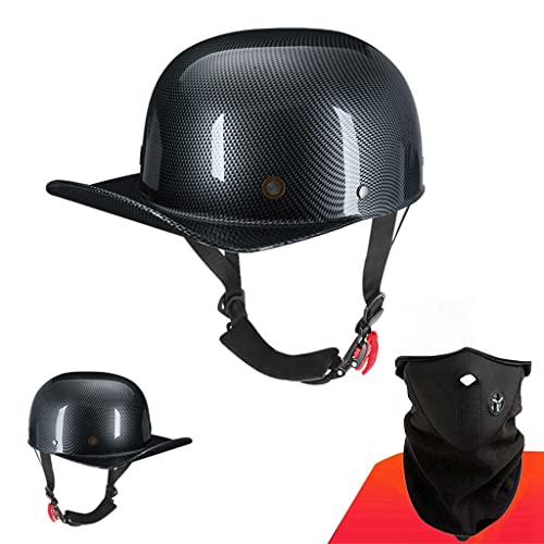 Abahuhu DOT Certified - Baseball Style Cap Retro Motorcycle Helmet with Mask,Adult Men Women Half Shell Helmet (I#,M(55cm-56cm))