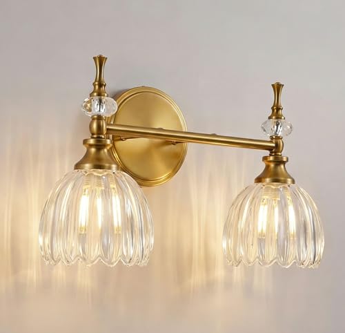 ANDY STAR 2-Light Vintage Bathroom Vanity Light Over Mirror, Brushed