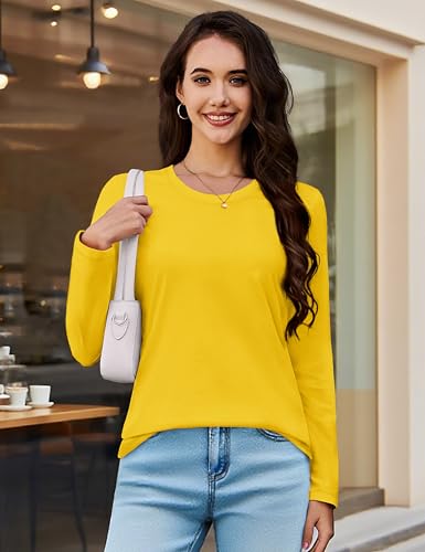 MAGCOMSEN Women's Long Sleeve Shirts Casual Crew Neck T-Shirt 2025 Basic Fall Tops Classic-fit Tee Breathable Cotton Top4