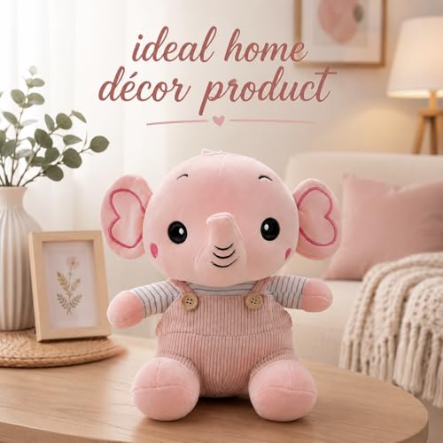 Image of Pink Elephant Soft Toy 35 cm for Kids & Babies | Ultra Soft Plush Stuffed Animal Teddy | Cute Birthday Gift for Girls & Nursery Decor